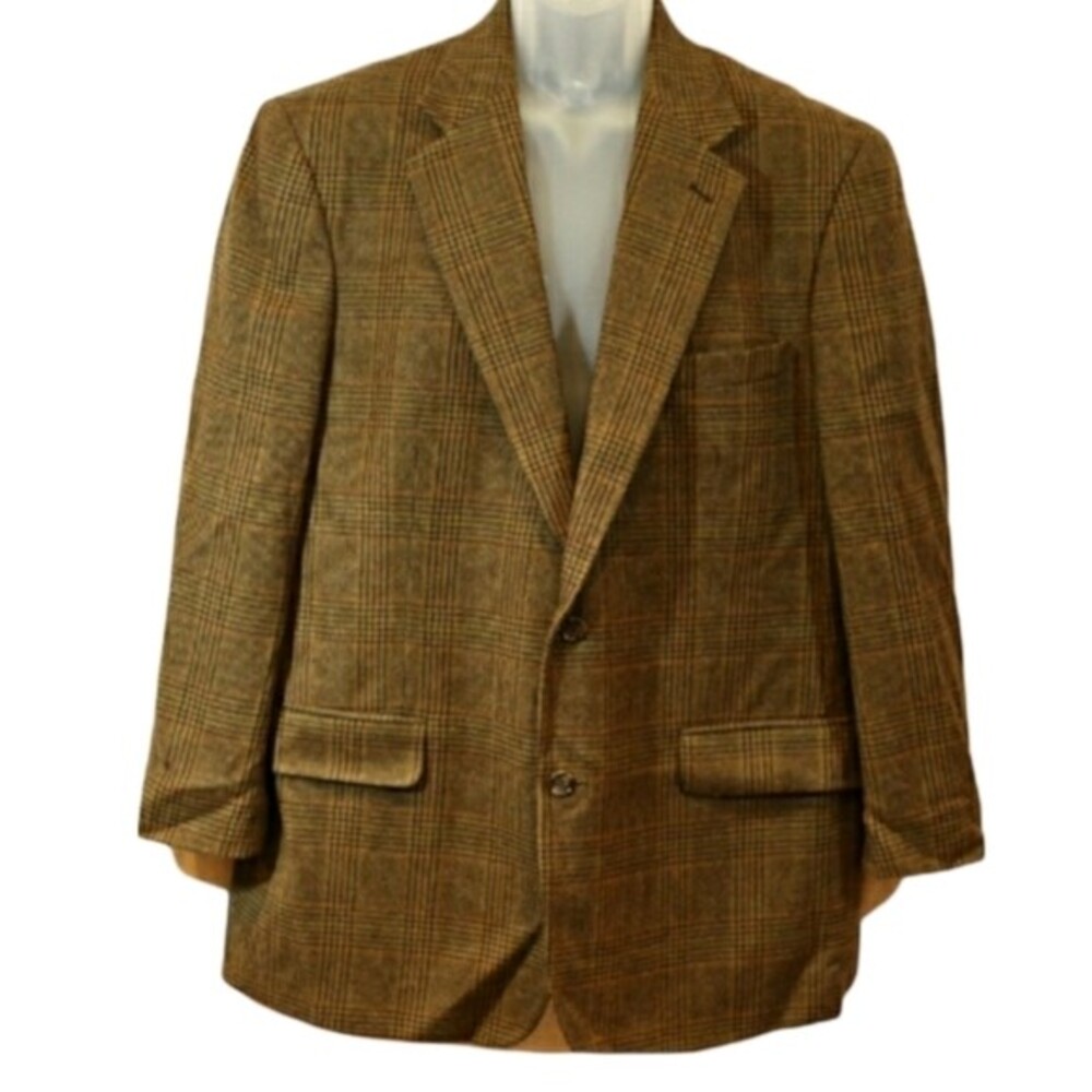 Brooks Brothers 100% Lambswool Brown Check Plaid Coat Jacket Sport Coat 42R